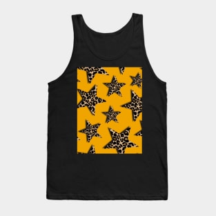 Leopard Print, Stars, on Mustard Yellow Tank Top